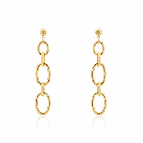 Boucles D'oreilles Pendantes Lina Acier Dor&eacute; - Boucles d'oreilles pendantes Femme | Histoire d&rsquo;Or