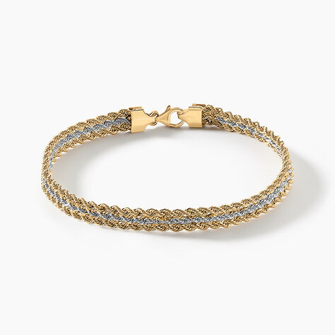 Bracelet Jerry Maille Corde 3 Rangs Or Bicolore - Bracelets maille Femme | Histoire d&rsquo;Or