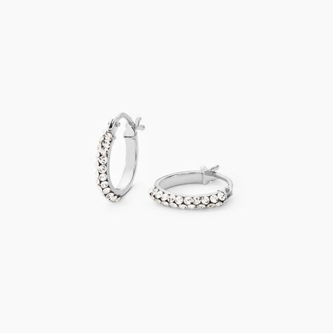 Cr&eacute;oles Sandrine Or Blanc Strass - Boucles d'oreilles empierr&eacute;es Femme | Histoire d&rsquo;Or