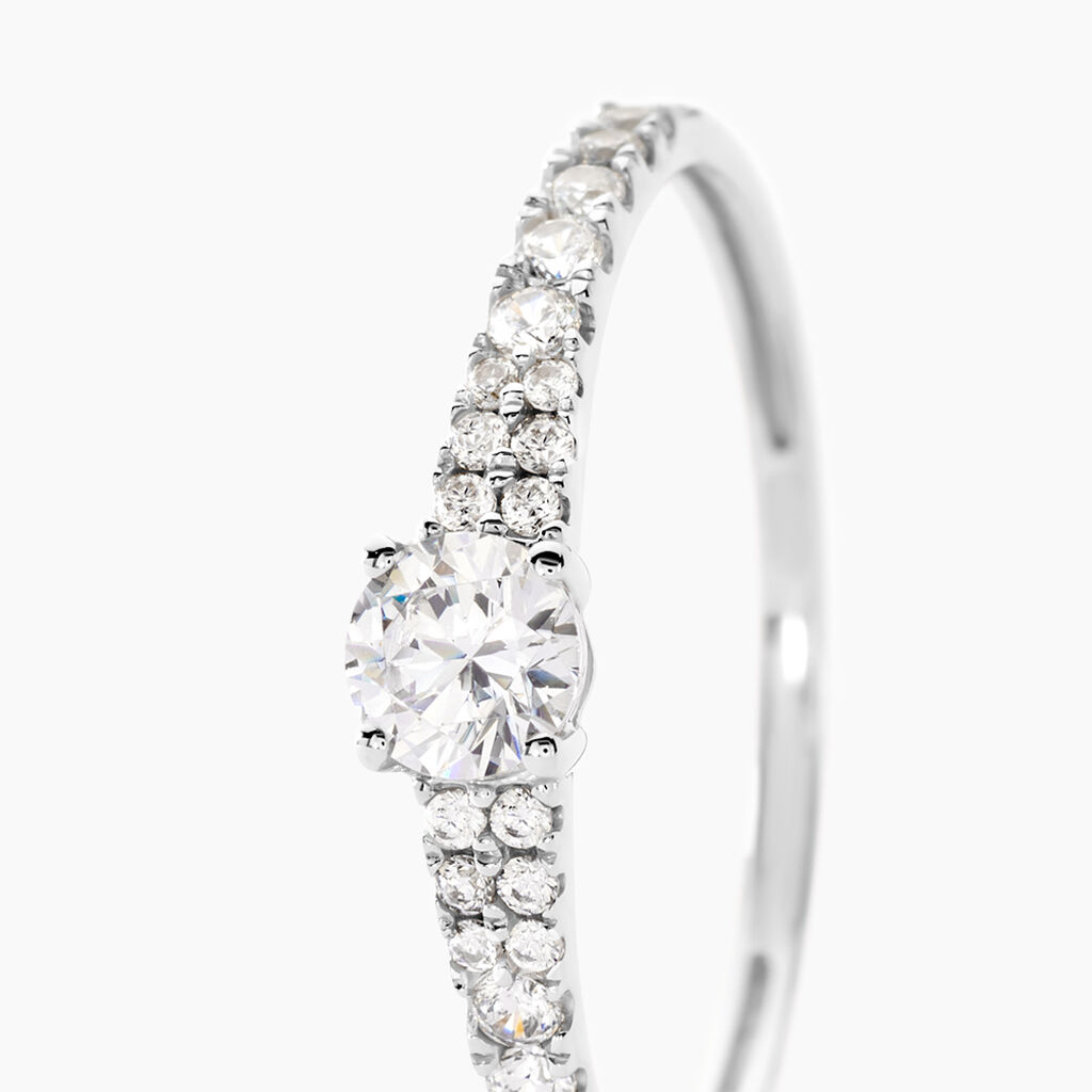 Bague Solitaire Francoise-marie Or Blanc Oxyde De Zirconium - Bagues de fian&ccedil;ailles ronde Femme | Histoire d&rsquo;Or
