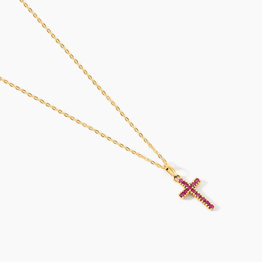 Pendentif Or Jaune Rubis - Pendentifs croix Femme | Histoire d&rsquo;Or