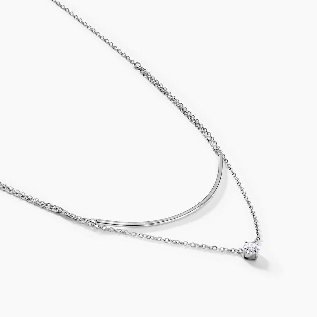 Collier Ruth Argent Blanc Oxyde De Zirconium - Colliers doubles et triples cha&icirc;nes Femme | Histoire d&rsquo;Or