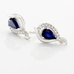 Boucles D'oreilles Puces Angelika Or Blanc Saphir Et Diamant - Boucles d'oreilles pierres pr&eacute;cieuses Femme | Histoire d&rsquo;Or