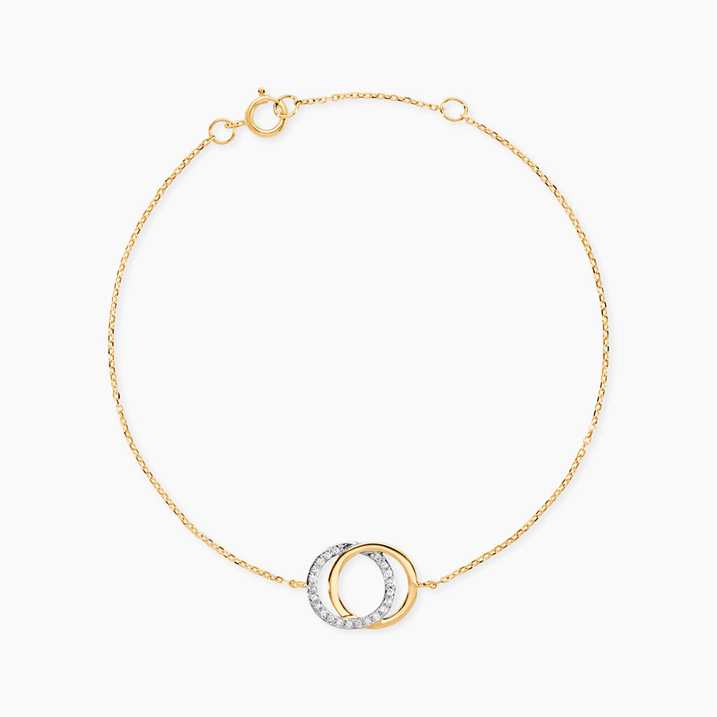 Bracelet Or Jaune Tresha Diamants - Bracelets Anneaux Entrelaces Femme | Histoire d&rsquo;Or