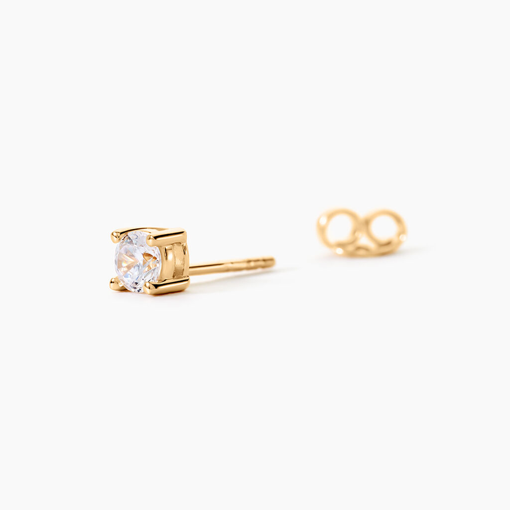Boucle D'oreille Puce Unitaire Adam Plaqu&eacute; Or Jaune Oxyde De Zirconium - Boucles d'oreilles empierr&eacute;es Homme | Histoire d&rsquo;Or