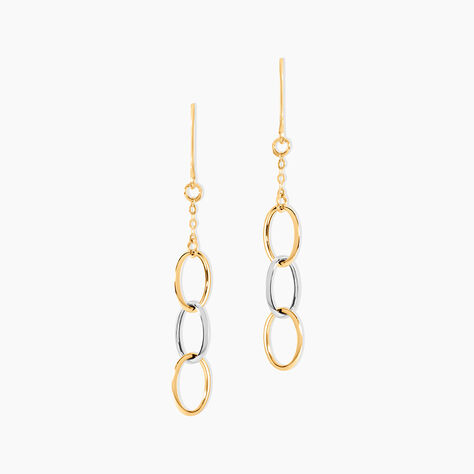 Boucles D'oreilles Pendantes Lucette Or Bicolore - Boucles d'oreilles pendantes Femme | Histoire d&rsquo;Or