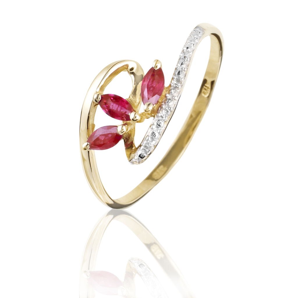 Bague Naceira Or Bicolore Rubis Et Diamant - Bagues pierres pr&eacute;cieuses Femme | Histoire d&rsquo;Or