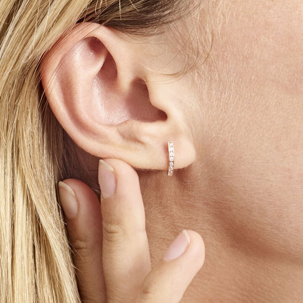 Creoles Or Rose Jacoba Oxydes - Boucles d'oreilles empierr&eacute;es Femme | Histoire d&rsquo;Or