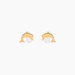 Boucles D'oreilles Puces Dyan Dauphin Or Jaune Perle De Culture - Clous d'oreilles Femme | Histoire d&rsquo;Or