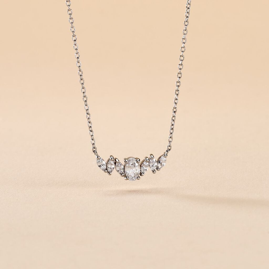 Collier Argent Blanc Eclat D'Aurore Oxyde De Zirconium - Colliers fantaisie Femme | Histoire d&rsquo;Or