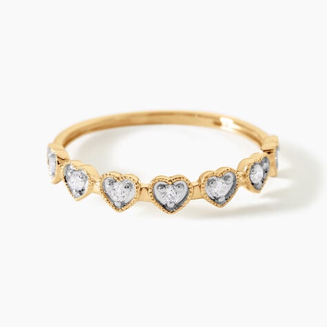 Bague Cheri Argent Dor&eacute; A L'Or 750/1000 Oxyde De Zirconium - Bagues de promesse Femme | Histoire d&rsquo;Or