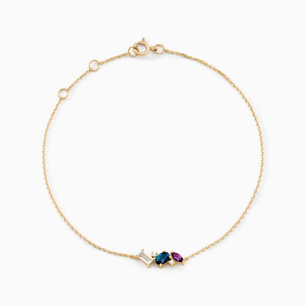 Bracelet Printemps Pr&eacute;cieux Or Jaune Topaze Am&eacute;thyste - Bracelets Pierre Femme | Histoire d&rsquo;Or