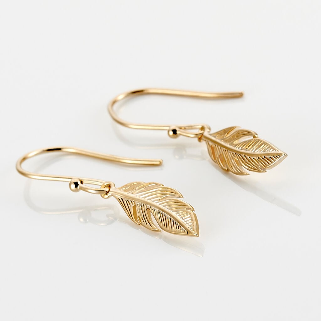 Boucles D'oreilles Pendantes Hanae Plaqu&eacute; Or Jaune - Boucles d'oreilles pendantes Femme | Histoire d&rsquo;Or