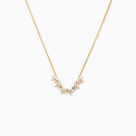 Collier Bedros Argent Dor&eacute; A L'Or 750/1000 Oxyde De Zirconium - Bijoux avec pierres Femme | Histoire d&rsquo;Or