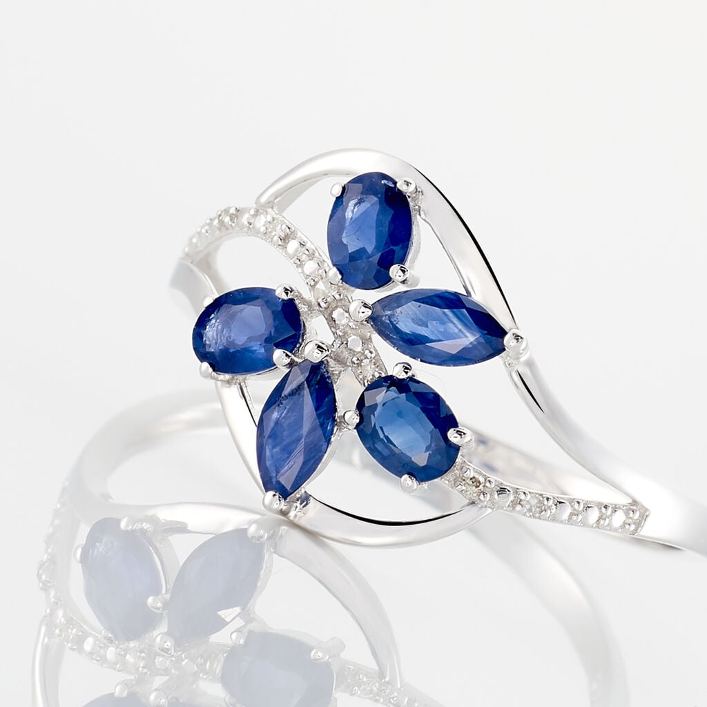 Bague Orchidee Or Blanc Saphir Diamant - Bagues pierres pr&eacute;cieuses Femme | Histoire d&rsquo;Or