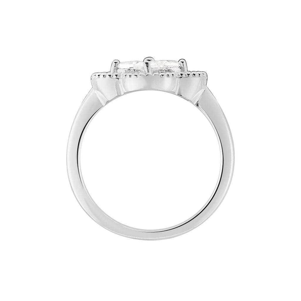 Bague Laetizia Fleur Argent Blanc Oxyde De Zirconium - Bagues fines Femme | Histoire d&rsquo;Or