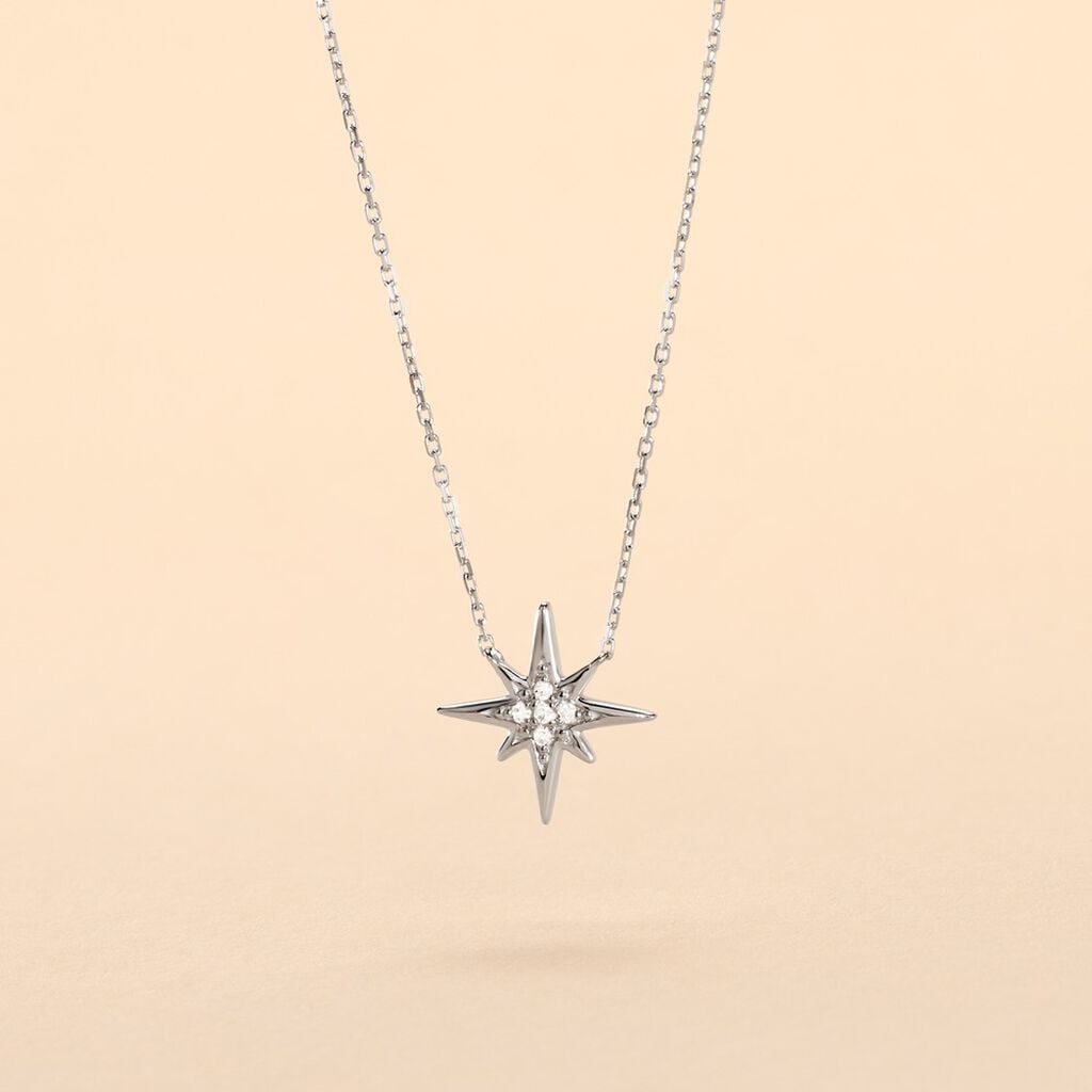 Collier Aveline Or Blanc Diamant - Bijoux Pierres Pr&eacute;cieuses Femme | Histoire d&rsquo;Or