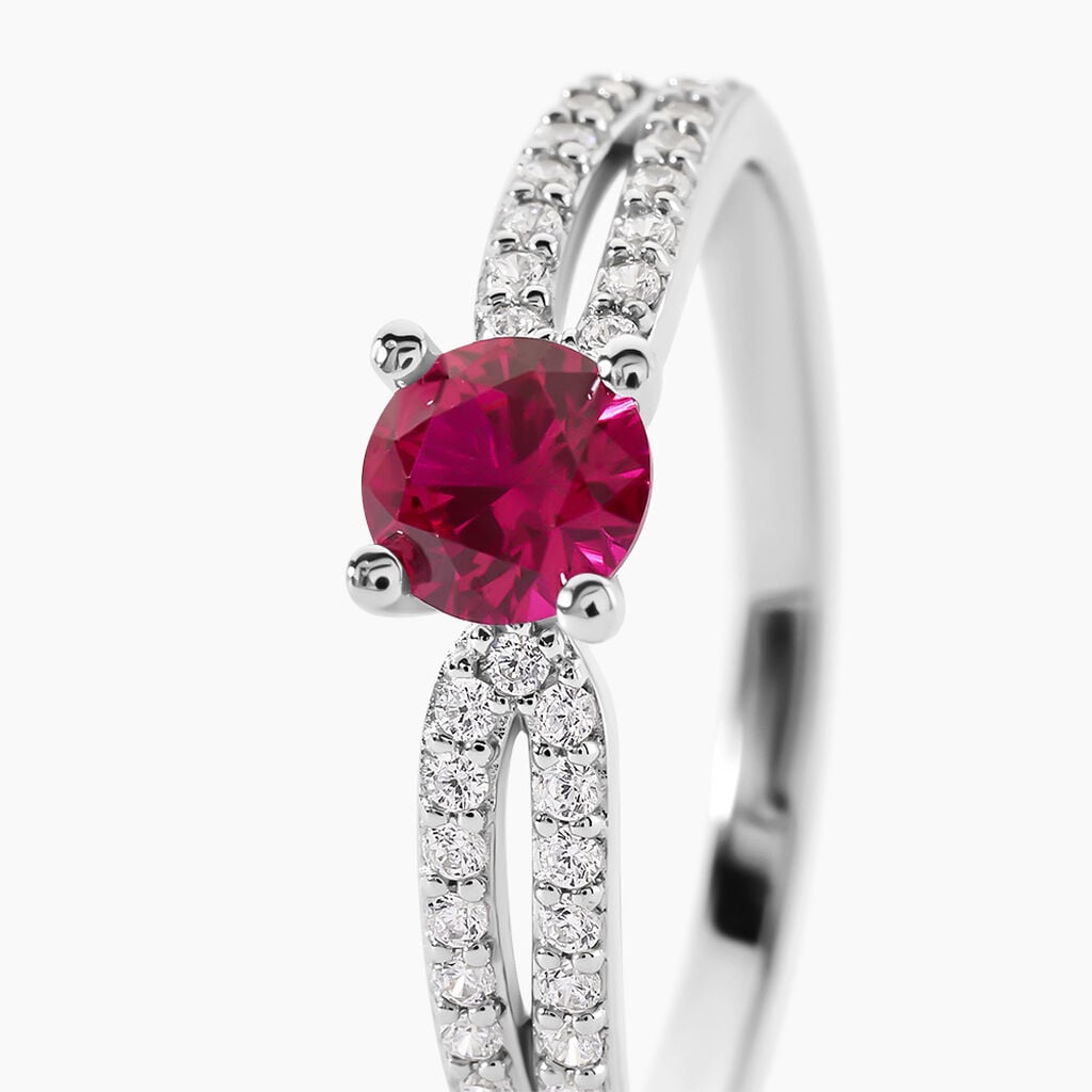 Bague Solitea Argent Blanc Oxyde De Zirconium - Solitaires accompagn&eacute;s Femme | Histoire d&rsquo;Or