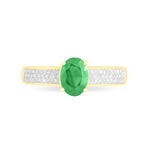 Bague Crista Or Jaune Emeraude Et Diamant - Bagues de fian&ccedil;ailles ovale Femme | Histoire d&rsquo;Or