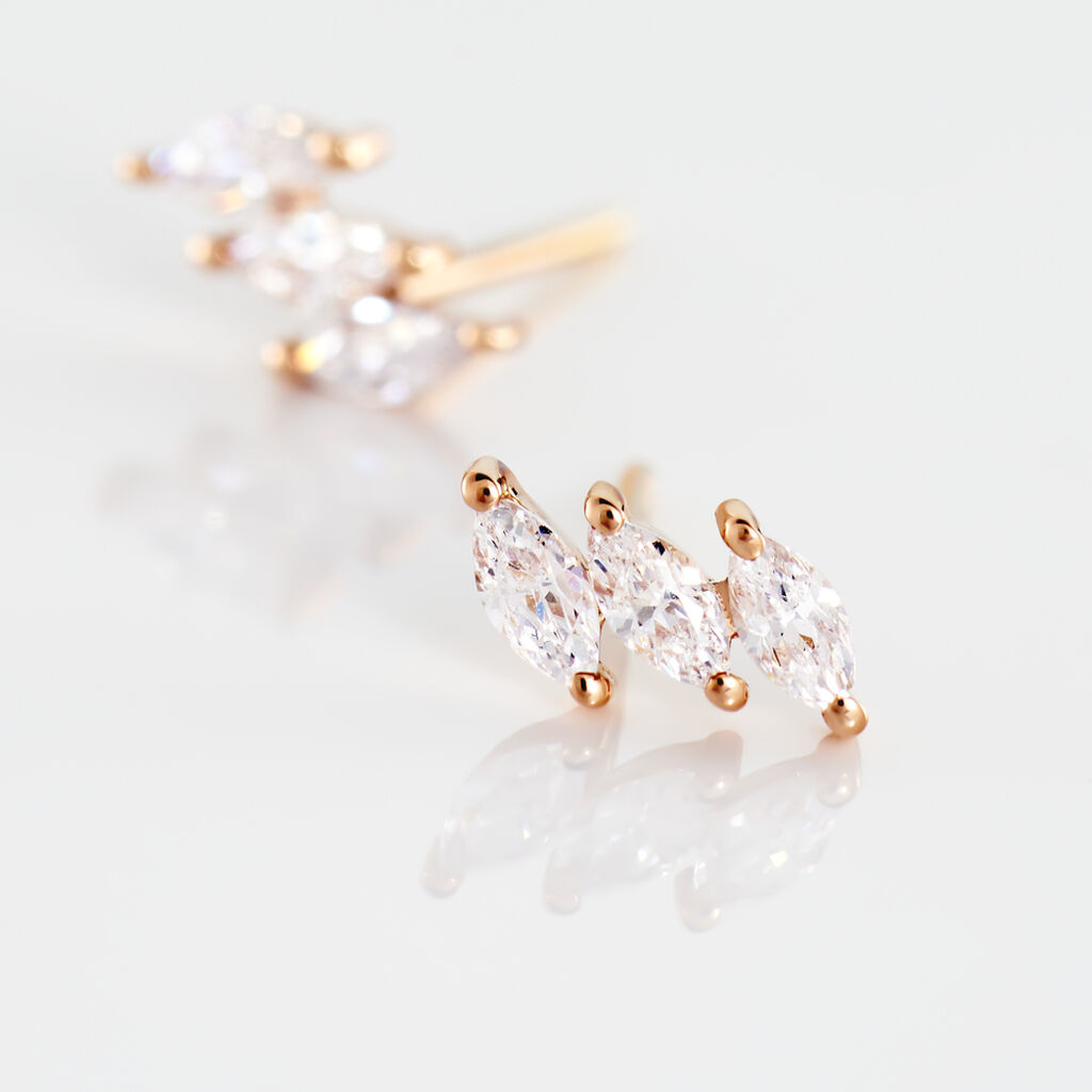 Boucles D'oreilles Puces Edma Or Rose Oxyde De Zirconium - Boucles d'oreilles empierr&eacute;es Femme | Histoire d&rsquo;Or