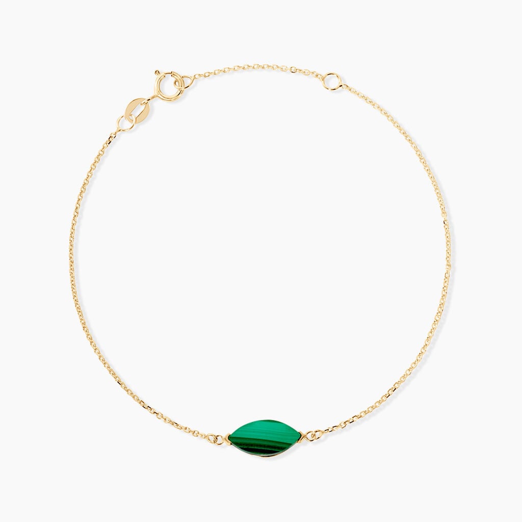 Bracelet Elisud Or Dor&eacute; Malachite - Bracelets Lithoth&eacute;rapie Femme | Histoire d&rsquo;Or