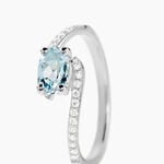 Bague Loriane Or Blanc Topaze Et Oxyde De Zirconium - Bagues de fian&ccedil;ailles ovale Femme | Histoire d&rsquo;Or