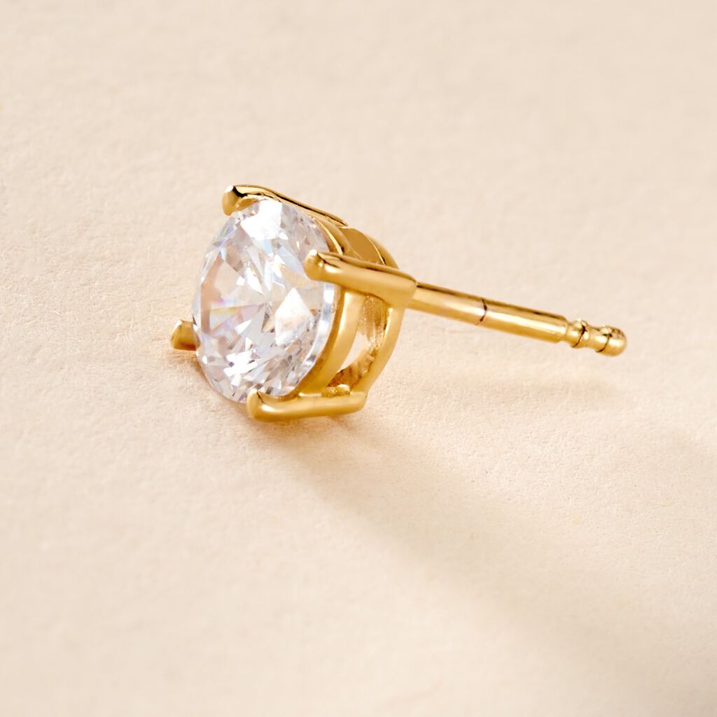 Boucle D'oreille Puce Unitaire Adam Plaqu&eacute; Or Jaune Oxyde De Zirconium - Boucles d'oreilles empierr&eacute;es Homme | Histoire d&rsquo;Or