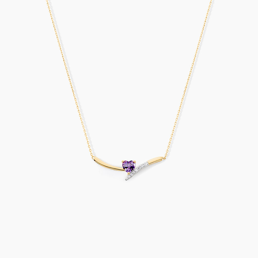 Collier Eva Or Jaune Amethyste Et Oxyde De Zirconium - Colliers pierre Femme | Histoire d&rsquo;Or