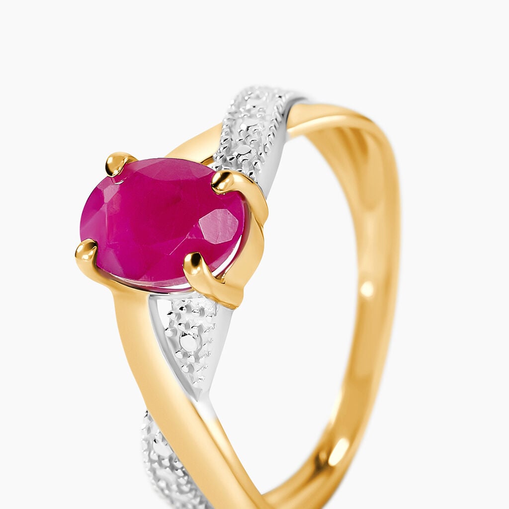 Bague Or Jaune Candice Rubis - Bagues de fian&ccedil;ailles ovale Femme | Histoire d&rsquo;Or