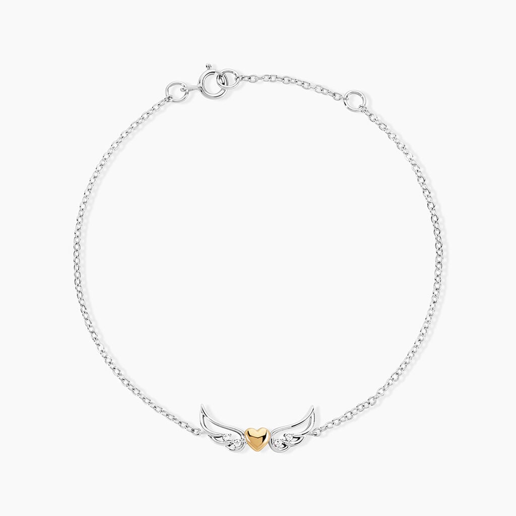 Bracelet Or Jaune et Argent Blanc Oxyde De Zirconium - Bracelets Pierre Femme | Histoire d&rsquo;Or