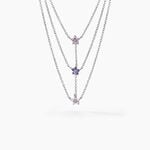 Collier Purple Bloom Argent Blanc Oxyde De Zirconium - Ras de cou Femme | Histoire d&rsquo;Or