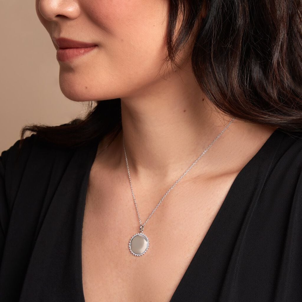 Pendentif Sunny Argent Blanc - Pendentifs gravables Femme | Histoire d&rsquo;Or