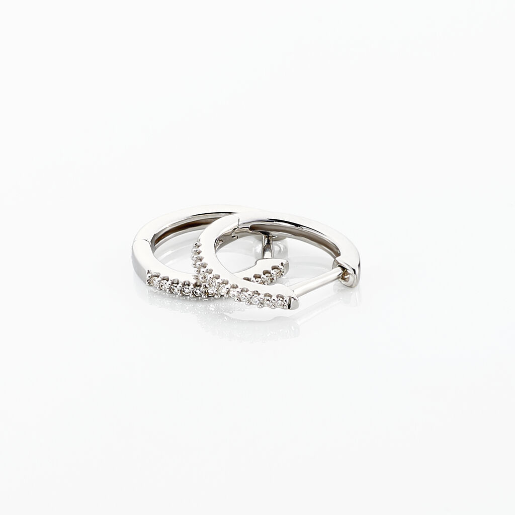 Cr&eacute;oles Aryanna Rondes Or Blanc Diamant - Boucles d'oreilles pierres pr&eacute;cieuses Femme | Histoire d&rsquo;Or