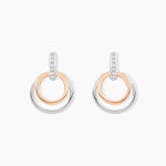 Boucles D'oreilles Pendantes Eloisia Or Bicolore Diamant - Boucles d'oreilles pierres pr&eacute;cieuses Femme | Histoire d&rsquo;Or