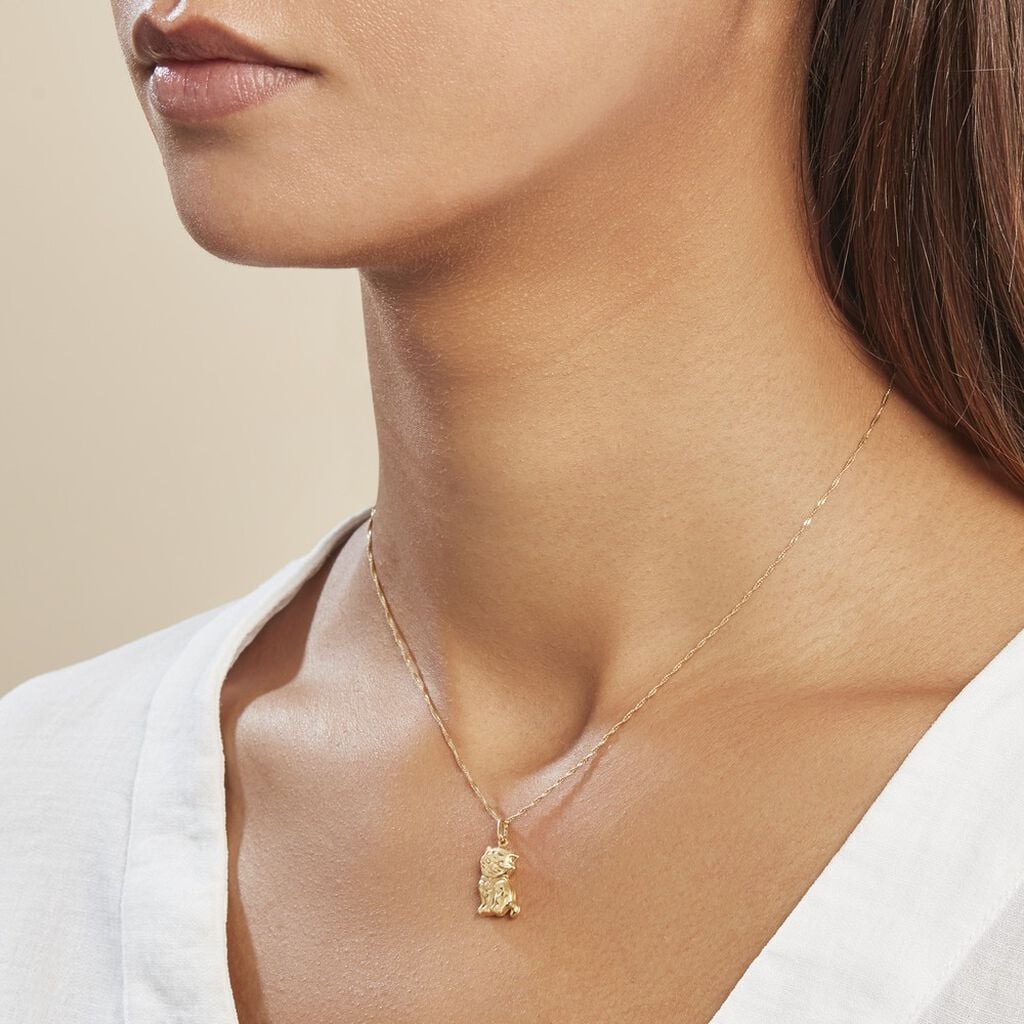 Pendentif Hayate Chat Or Jaune - Anniversaire Famille | Histoire d&rsquo;Or