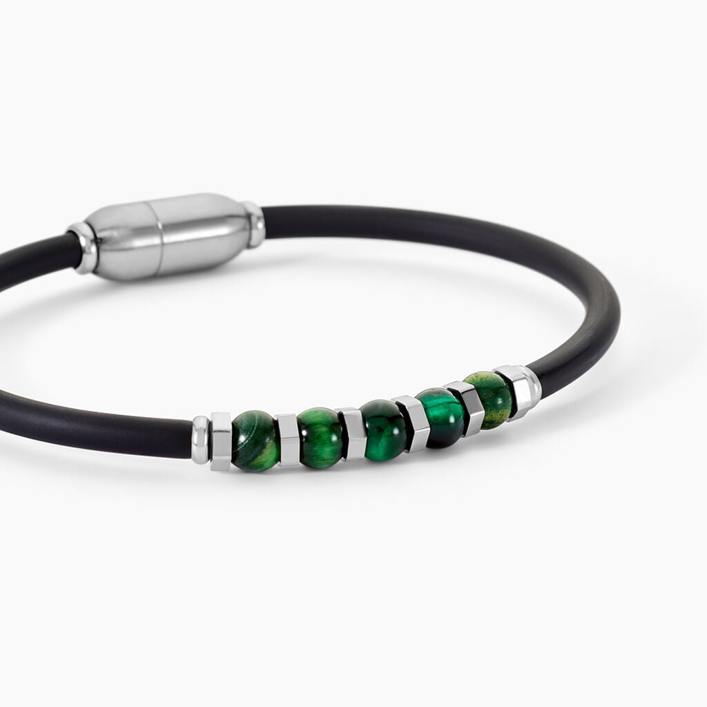 Bracelet Jourdan Caoutchouc Noir - Bracelets Oeil de Tigre Homme | Histoire d&rsquo;Or