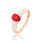 Bague Crista Or Rose Rubis Et Diamant - Bagues de fian&ccedil;ailles ovale Femme | Histoire d&rsquo;Or