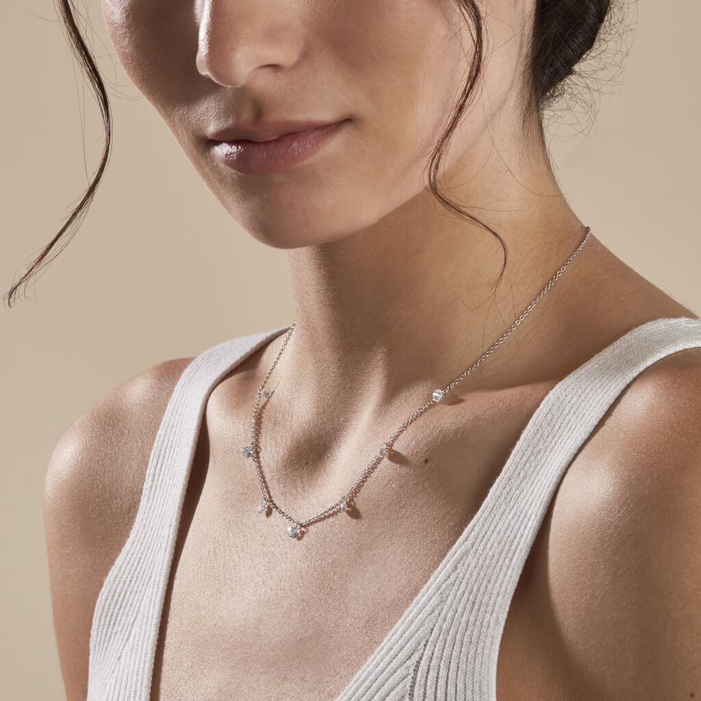 Collier Argent Collie Argent Blanc Oxyde - Colliers fantaisie Femme | Histoire d&rsquo;Or