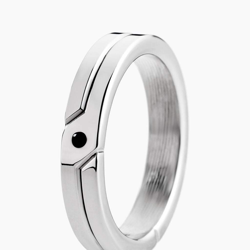 Bague Jourdan Ilker Acier Argent&eacute; Spinelle - Bagues de fian&ccedil;ailles ronde Homme | Histoire d&rsquo;Or