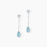 Boucles D'oreilles Pendantes Brenda Or Blanc Topaze - Boucles d'oreilles empierr&eacute;es Femme | Histoire d&rsquo;Or