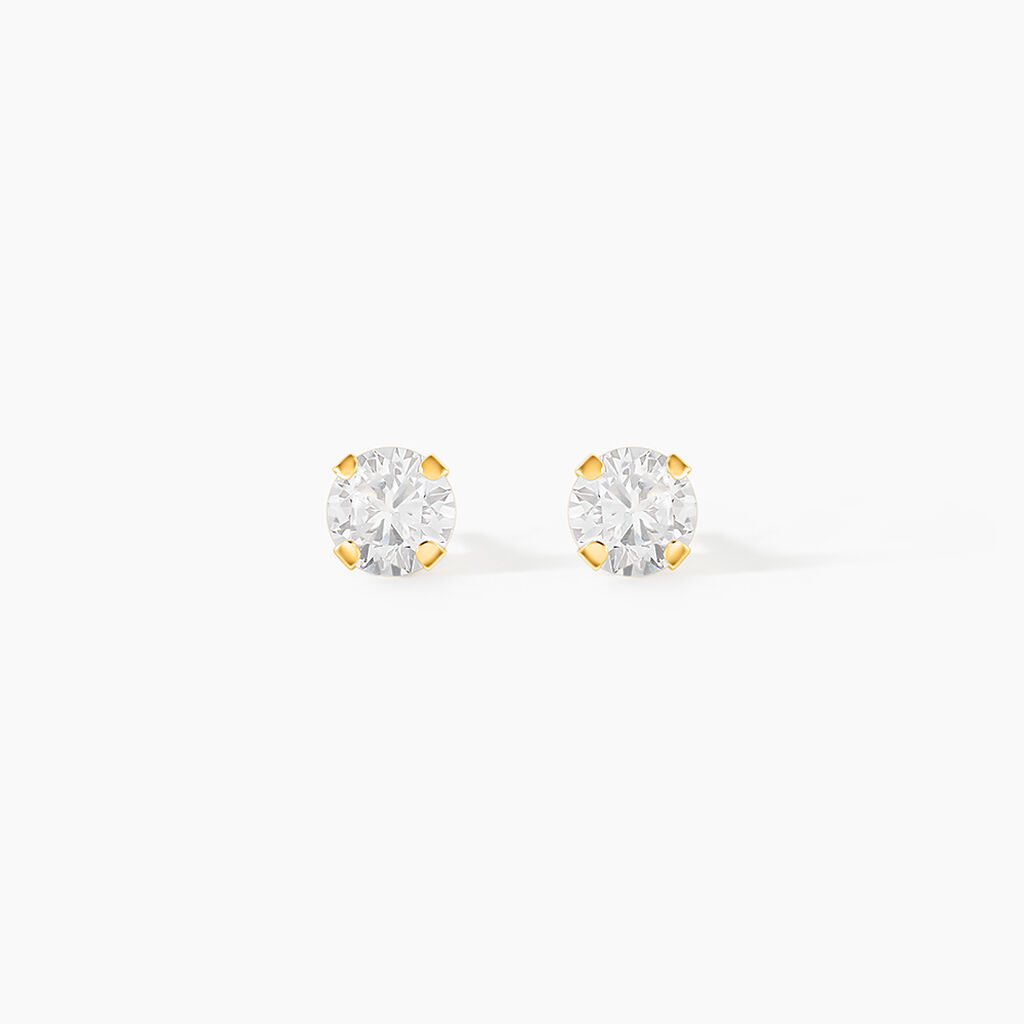 Boucles D'oreilles Puces Eddie Or Jaune Oxyde De Zirconium - Boucles d'oreilles empierr&eacute;es Femme | Histoire d&rsquo;Or