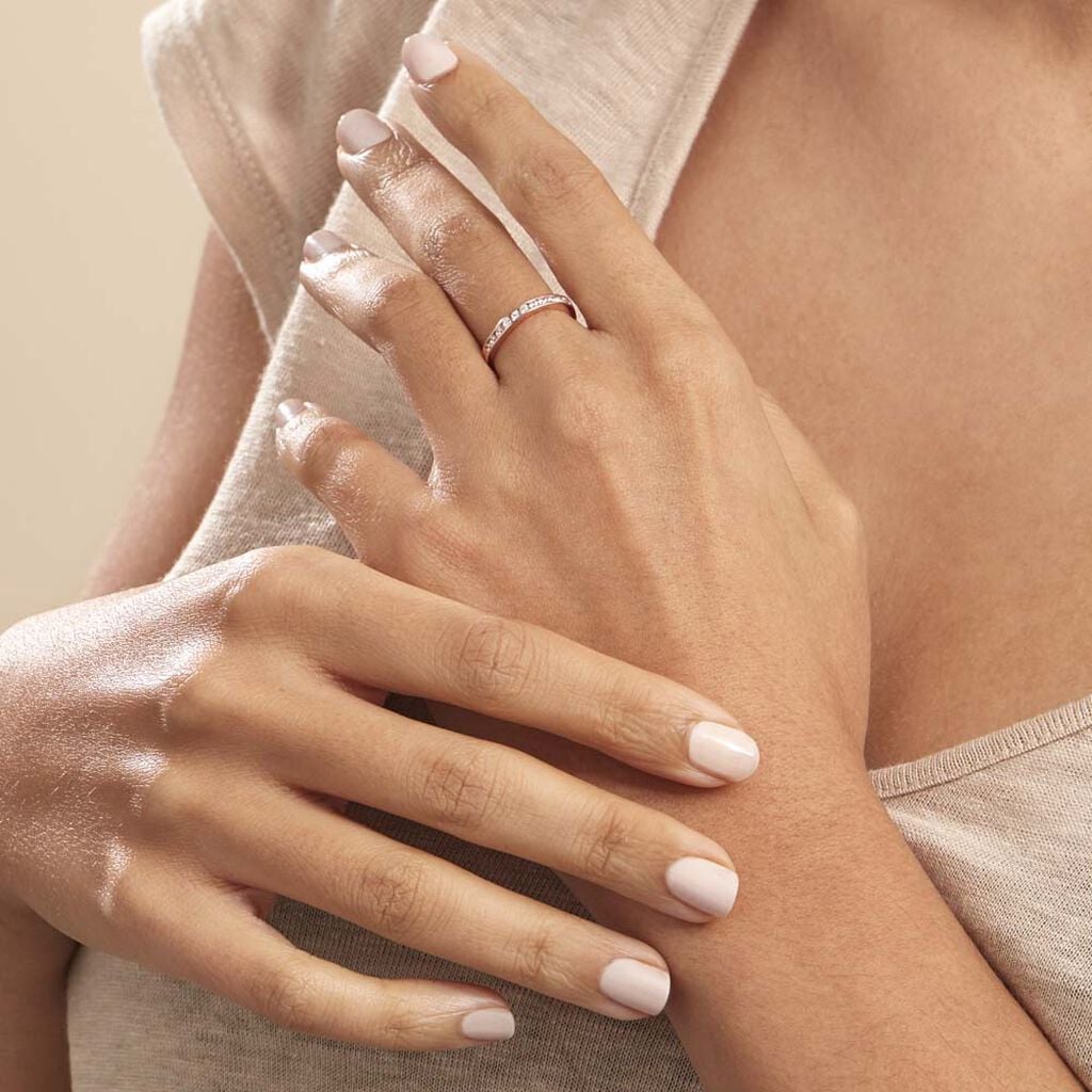 Bague Davila Or Rose Oxyde De Zirconium - Alliances avec pierres Femme | Histoire d&rsquo;Or