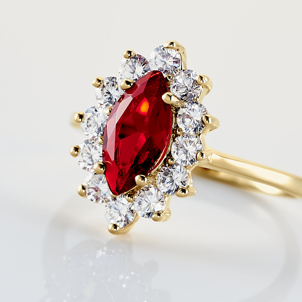 Bague Lisea Plaqu&eacute; Or Jaune Verre Et Oxyde De Zirconium - Bagues de promesse Femme | Histoire d&rsquo;Or