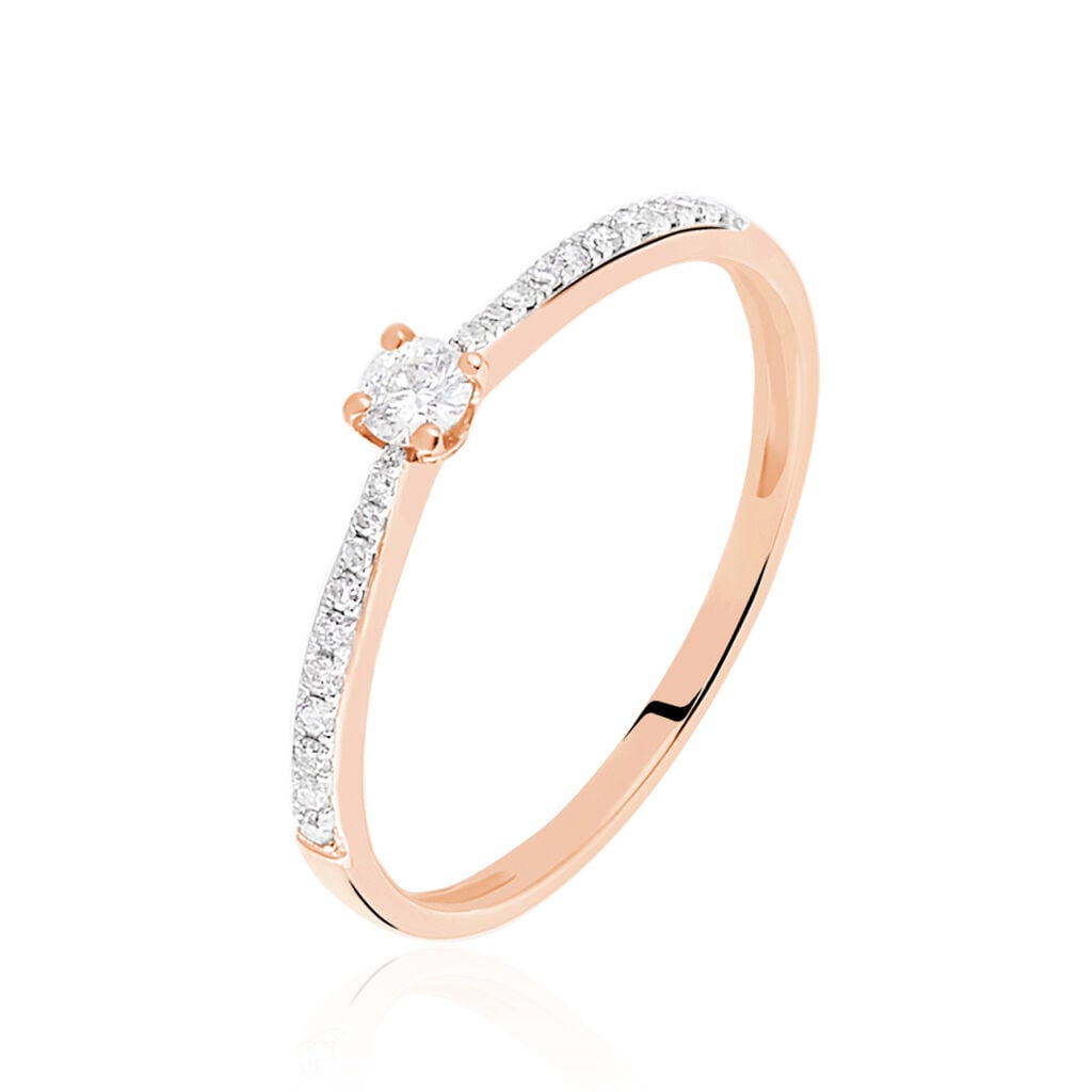 Bague Solitaire Hemera Or Rose Diamant - Bagues de fian&ccedil;ailles vintage Femme | Histoire d&rsquo;Or