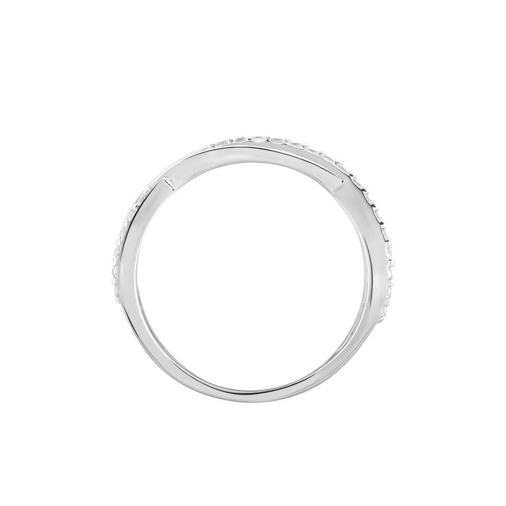 Bague Peronele Argent Blanc Oxyde De Zirconium - Bagues tress&eacute;es Femme | Histoire d&rsquo;Or