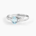 Bague Solitaire Tahyss Or Blanc Topaze Et Oxyde De Zirconium - Bagues de fian&ccedil;ailles ovale Femme | Histoire d&rsquo;Or