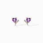 Boucles D'Oreilles Puces Eva Argent Dor&eacute; A L'Or 750/1000 Am&eacute;thyste Oxyde De Zirconium - Boucles d'oreilles empierr&eacute;es Femme | Histoire d&rsquo;Or