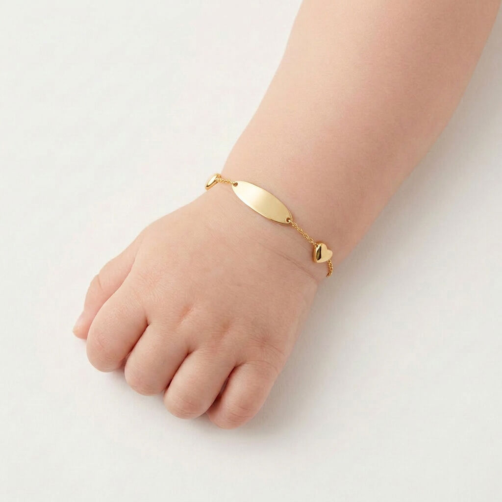 Bracelet Identit&eacute; Gaspardine Maille For&ccedil;at Or Jaune - Gourmettes Enfant | Histoire d&rsquo;Or
