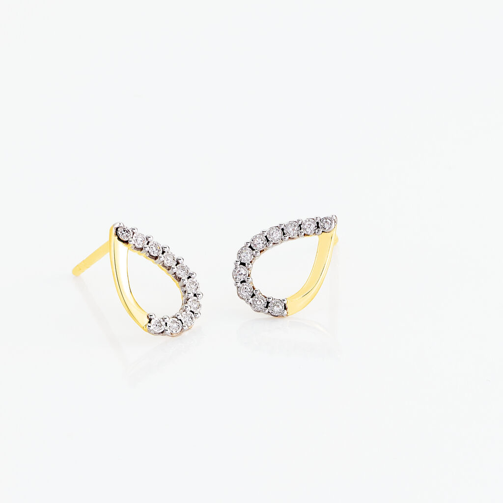 Boucles D'oreilles Puces Chrystalise Or Jaune Diamant - Boucles d'oreilles pierres pr&eacute;cieuses Femme | Histoire d&rsquo;Or
