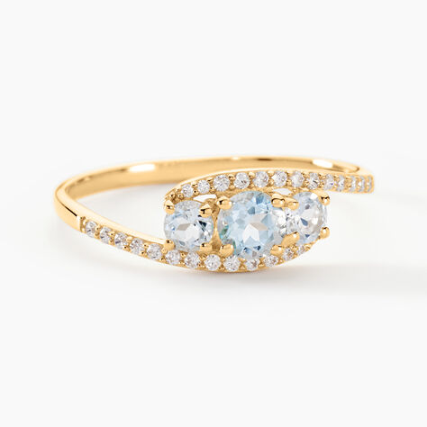 Bague Chloe Or Jaune Topaze Et Oxyde De Zirconium - Bagues de fian&ccedil;ailles ronde Femme | Histoire d&rsquo;Or